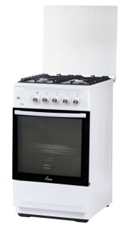 Газ.плита FLAMA N FG24241W (4-х комф,стекл.крыш,чугун.реш,подсв,авторозжиг,газ.контроль дух)(АРТ459)