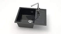 Z151 Q4 Мойка ГЛЯНЦЕВАЯ (ЧЁРН) AQUADREAM, прямоуг с крылом, 645x505x218