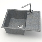 Мойка МАТОВАЯ 151/Q8 (ТЁМНО СЕРАЯ) AQUADREAM, прямоуг с крылом, 645x505x218