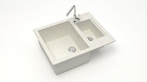 Мойка МАТОВАЯ 19/Q7 (ХЛОПОК) AQUADREAM, двухчашевая, 605х490х210   OFF
