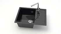 Z151 Q4 Мойка ГЛЯНЦЕВАЯ (ЧЁРН) MARRBAXX, прямоуг с крылом, 645x505x218