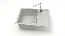 Мойка МАТОВАЯ 151/Q10 (СВЕТЛО СЕРАЯ) AQUADREAM. прямоуг с крылом, 645x505x218