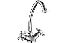 A4119 Смеситель для кухни двухручковый (хром) силумин, излив H=198мм, шпилька  FASHUN (10)