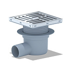 5612ТА Трап горизонт. регул. 50, гидрозатвор, решетка нерж. 150x150мм АНИ пласт