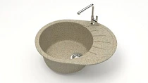 Мойка МАТОВАЯ 10/Q5 (ПЕСОЧН) AQUADREAM, овал с крылом, 575х440х215