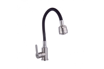 A54101+N7340 Смеситель для кухни (сатин/черный) нерж, d35, гибкий излив, гайка  FASHUN (10)