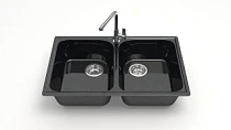 Z260 Q4 Мойка ГЛЯНЦЕВАЯ (ЧЁРН) MARRBAXX, двухчашевая, 732х475х180   