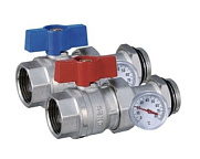 Кран шар. для коллектора с термометром (красная ручка) UCV-R  (TAEN)