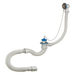 40089-А Сифон д/ванн 1 1/2"*40 (нерж. чашка, перелив, гибкая труба 40*40/50), ОРИО (30)