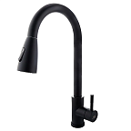 A56109-7 Смеситель для кухни, вытяжная лейка (черный) нерж С-излив H=235мм d35  FASHUN