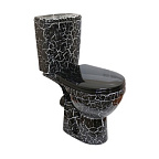 Унитаз-компакт "Рио" черный КРАКЕЛЮР (гориз, сид, 2-х уровн.арм.) ROSA (г. Киров)