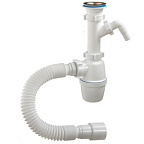 40059-А Сифон д/кух бутылочный 1 1/2"*40 (нерж.чашка d70мм, один отвод, г/т 40*40/50), ОРИО (30)