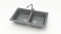 Мойка МАТОВАЯ 20/Q8 (ТЁМНО СЕРАЯ) AQUADREAM, двухчашевая, 780х500х195