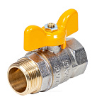 Кран шар. ГАЗ 1/2 г/ш бабочка Ду15 Ру40 Серия 59 никель  DIST