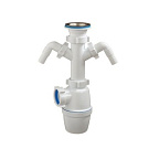 4006-А Сифон д/кух бутылочный 1 1/2"*40 (нерж.чашка d70мм, два отвода), ОРИО (35)