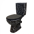 Унитаз-компакт "Лира" черный КРАКЕЛЮР (косой, сиден., креплен. к полу, арм.) ROSA (г. Киров)