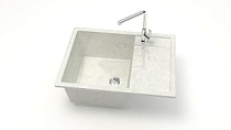 Z151 Q15 Мойка ГЛЯНЦЕВАЯ (БЕЛЫЙ ГРАНИТ) AQUADREAM, прямоуг с крылом, 645x505x218   OFF