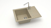 Мойка МАТОВАЯ 150/Q5 (ПЕСОЧН) AQUADREAM, прямоуг с крылом, 575х470х215