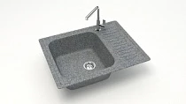Мойка МАТОВАЯ 15/Q8 (ТЁМНО СЕРАЯ) AQUADREAM, прямоуг с крылом, 653х490х195