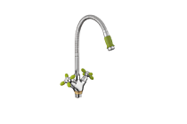 A43127-6 Смеситель для кухни (зеленый/хром) силумин, гибкий излив, гайка  FASHUN (10)