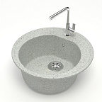 Мойка МАТОВАЯ 3/Q10 (СВЕТЛО СЕРАЯ) AQUADREAM, круглая, 505x191