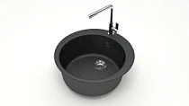 Мойка МАТОВАЯ 510/Q4 (ЧЁРН) AQUADREAM, круглая, 507х200 