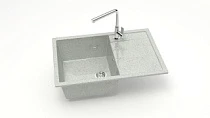 Z161 Q10 Мойка ГЛЯНЦЕВАЯ (СВЕТЛО СЕРАЯ) AQUADREAM, прямоуг с крылом, 750x505x218