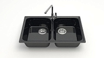 Z260 Q4 Мойка ГЛЯНЦЕВАЯ (ЧЁРН) MARRBAXX, двухчашевая, 732х475х180   