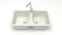 Z26 Q15 Мойка ГЛЯНЦЕВАЯ (БЕЛЫЙ ГРАНИТ) MARRBAXX, двухчашевая, 780х500х190   OFF