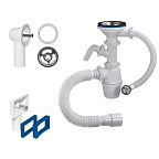 4511-Б Сифон д/кух бутылочный 3 1/2"*40 (один отвод, перелив (прямоуг. и кругл), г/т), ОРИО (22)