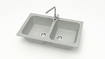 Мойка МАТОВАЯ 20/Q10 (СВЕТЛО СЕРАЯ) AQUADREAM, двухчашевая, 780х500х195