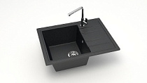 Мойка МАТОВАЯ 150/Q4 (ЧЁРН) AQUADREAM, прямоуг с крылом, 575х470х215