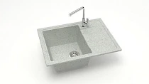 Мойка МАТОВАЯ 150/Q10 (СВЕТЛО СЕРАЯ) AQUADREAM, прямоуг с крылом, 575х470х215