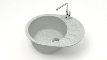 Мойка МАТОВАЯ 10/Q10 (СВЕТЛО СЕРАЯ) AQUADREAM, овал с крылом, 575х440х215