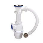 5004-А Сифон д/кух бутылочный 1 1/2"*40 (нерж.чашка d70мм, круглый перелив), ОРИО (40)