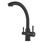 A54309-7A Смеситель для кухни 2аэратора (д/использ. с фильтр. питьевой воды) (черн) нерж d35  FASHUN