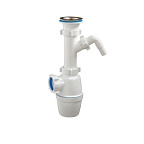 4005-А Сифон д/кух бутылочный 1 1/2"*40 (нерж.чашка d70мм, один отвод), ОРИО (40)