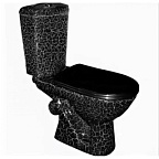 Унитаз-компакт "Комфорт" черный КРАКЕЛЮР(косой,сиден.,креплен.к полу,2-х уровн.арм.) ROSA (г. Киров)