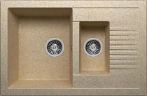 мойка F-21 №302 (ПЕСОЧНЫЙ) Polygran 770х490 двойн