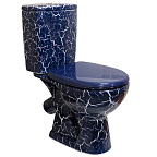 Унитаз-компакт "Уют" синий КРАКЕЛЮР (косой, сиден., креплен. к полу, 2-х уров.арм.) ROSA (г. Киров)