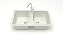 Z26 Q15 Мойка ГЛЯНЦЕВАЯ (БЕЛЫЙ ГРАНИТ) MARRBAXX, двухчашевая, 780х500х190   OFF