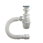 4001-А Сифон д/кух бутылочный 1 1/2"*40 (нерж.чашка d70мм, гибкая труба 40*40/50), ОРИО (35)