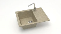 Мойка МАТОВАЯ 150/Q5 (ПЕСОЧН) AQUADREAM, прямоуг с крылом, 575х470х215