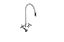 A44127-8 Смеситель для кухни (белый/хром) силумин, гибкий излив, гайка  FASHUN (10)