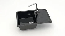 Z161 Q4 Мойка ГЛЯНЦЕВАЯ (ЧЁРН) AQUADREAM, прямоуг с крылом, 750x505x218