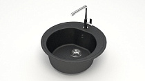 Мойка МАТОВАЯ 3/Q4 (ЧЁРН) AQUADREAM, круглая, 505x191