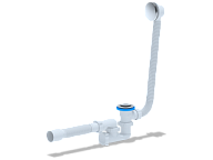 255ECS Сифон для ванны клик-клак регулируемый (выпуск,перелив,г/т 375*40/50 (сетка)), АНИ пласт (15)