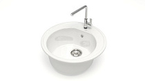Мойка МАТОВАЯ 3/G31 (БЕЛАЯ) AQUADREAM, круглая, 505x191
