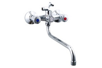 PL2210 Смеситель ванно-душевой с гарнитуром (хром) пластик, двухручковый, излив L330мм  FASHUN (10)