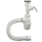 40059-А Сифон д/кух бутылочный 1 1/2"*40 (нерж.чашка d70мм, один отвод, г/т 40*40/50), ОРИО (30)